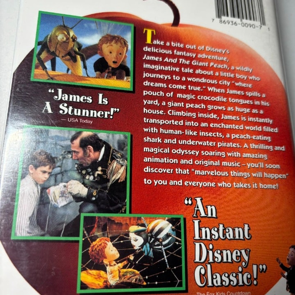 James and the Giant Peach (VHS, 1996) A Walt Disney Animated Masterpiece Film - Picture 2 of 8